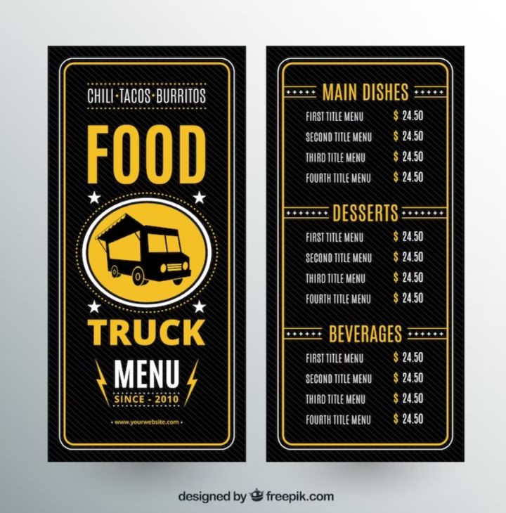 Vintage Food Truck Poster and Menu