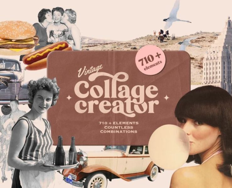 15+ Vintage Collage Creator Elements FREE PNG