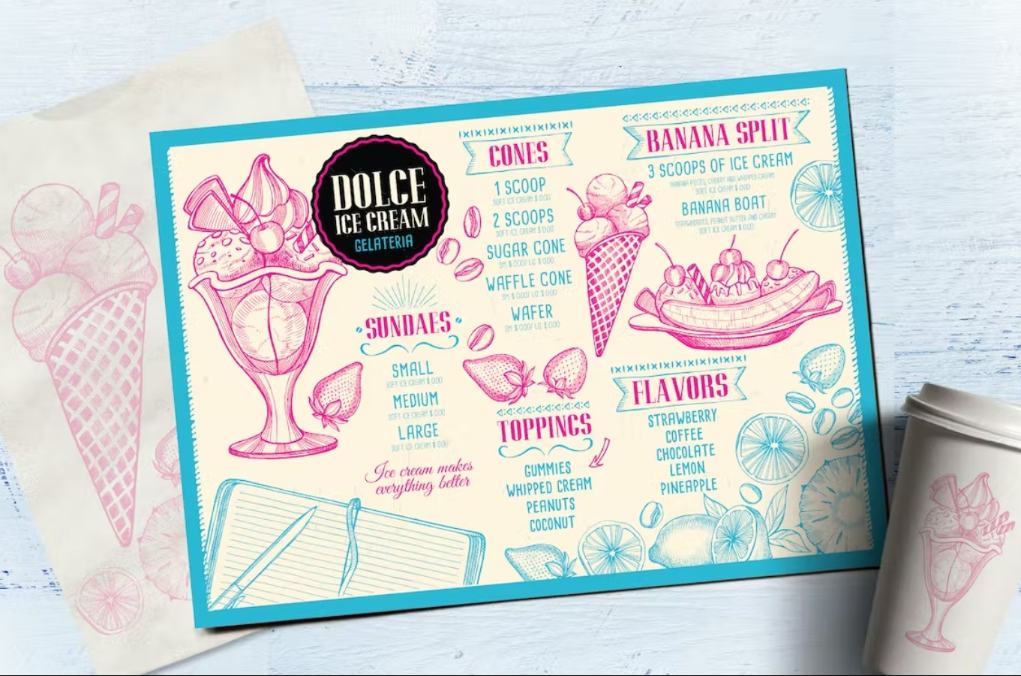 Vintage Style Ice Cream Menu