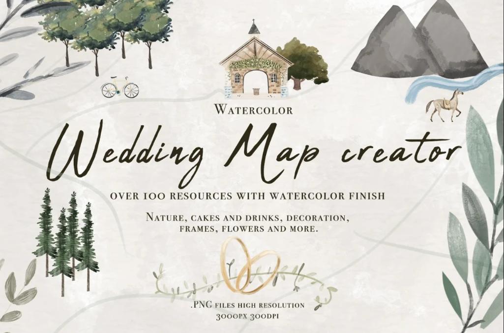 Watercoor Wedding Map Creator