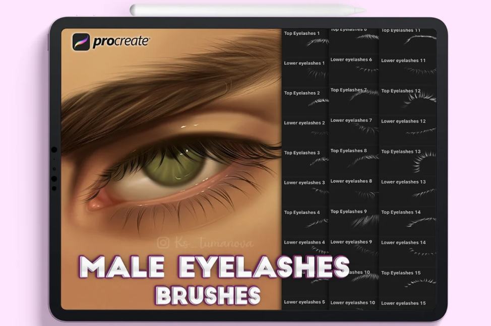 male Eyelashes Procreate Brushes