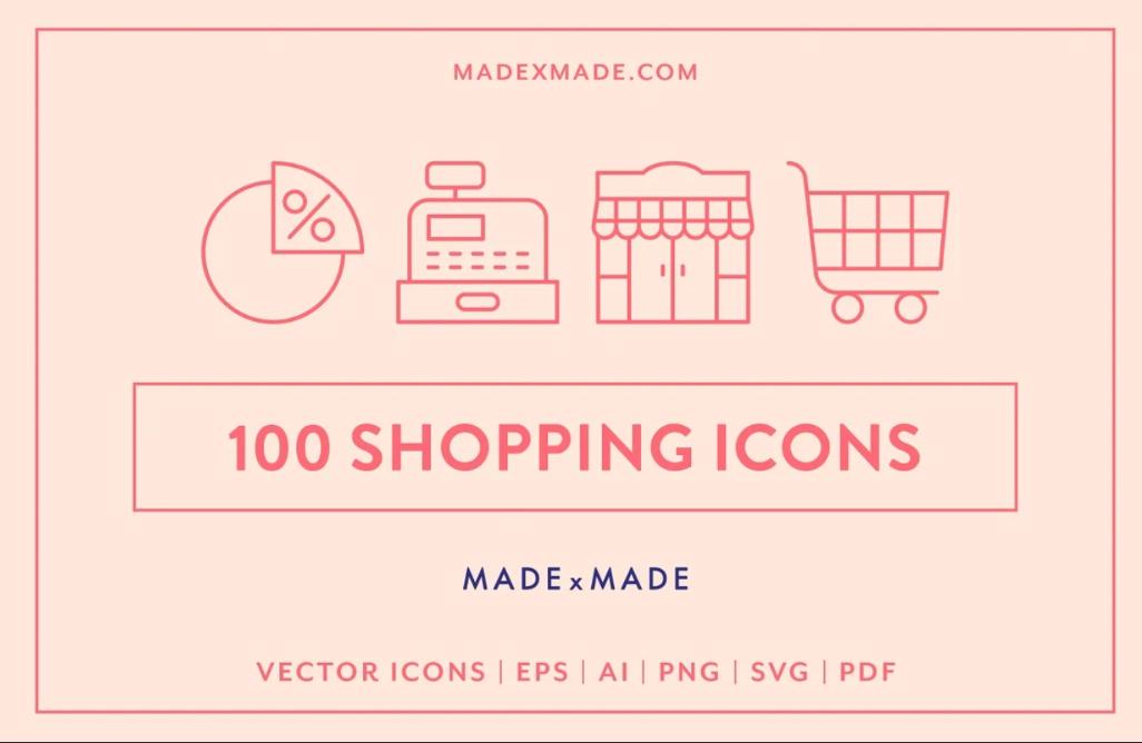 100 Unique Shopping Line Icons