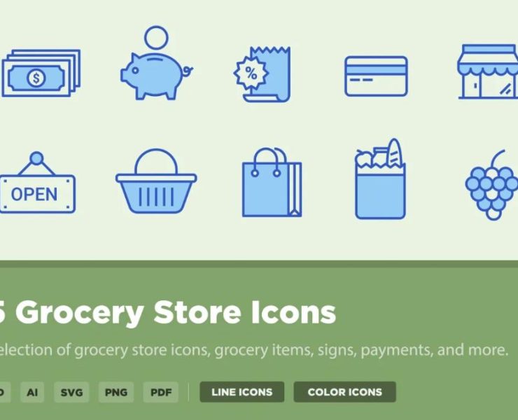 15+ Grocery Icons Ai EPS PSD FREE Download