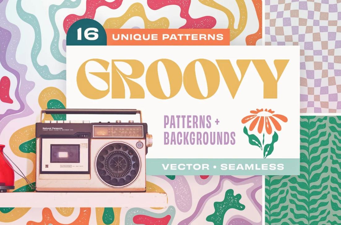 16 Unique Groovy Patterns Set