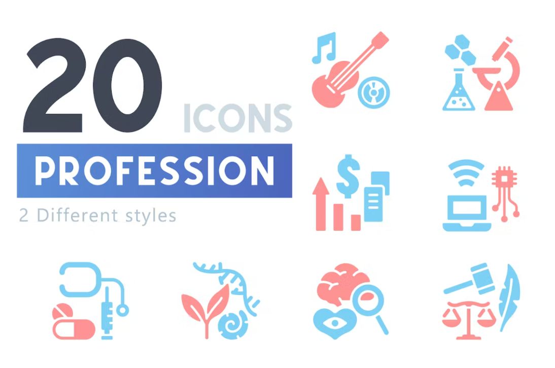 20 Colorful Style Icons Set