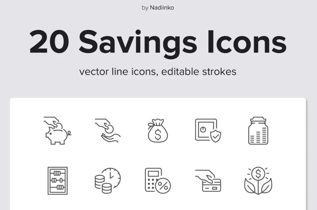 20 Unique Savings Icons Set