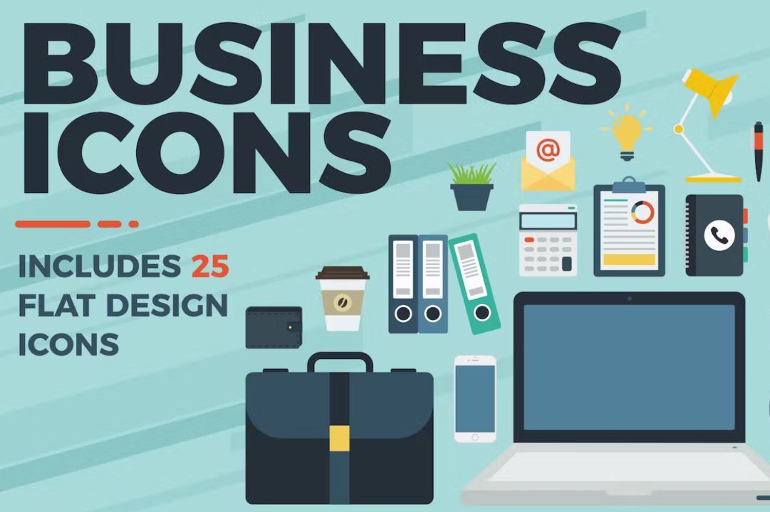 25 Flat Business Icons Set