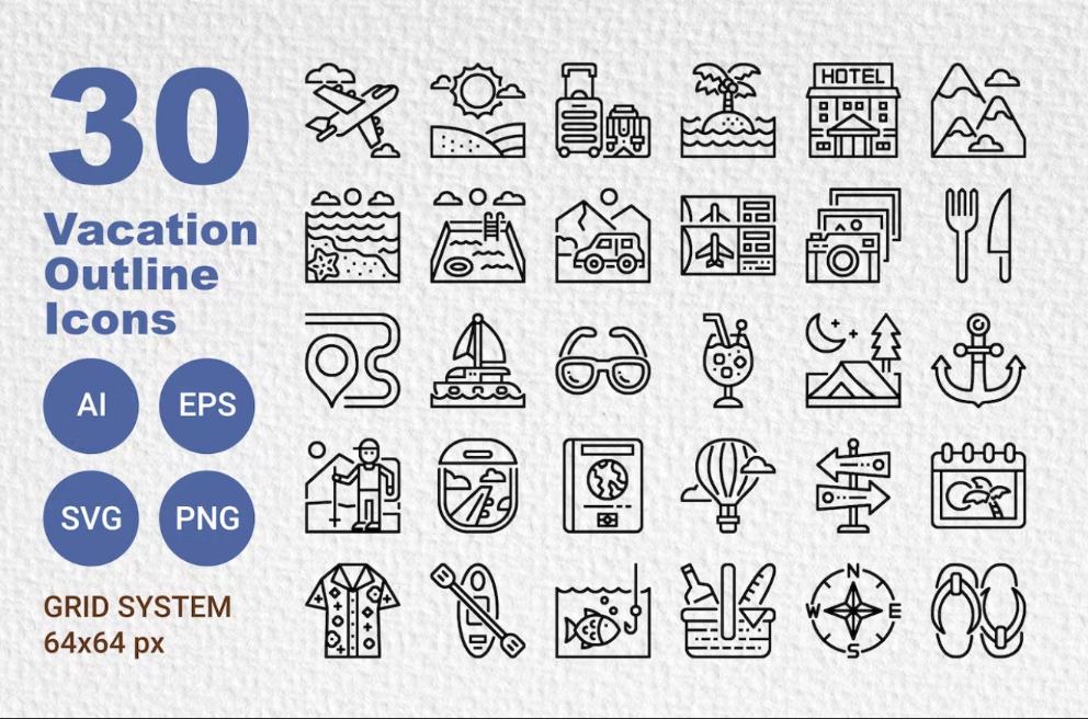 30 Outline Icons Set