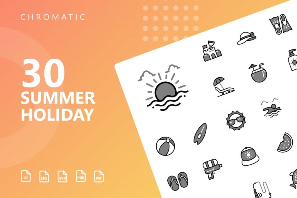 30 Summer Holiday Icons Set