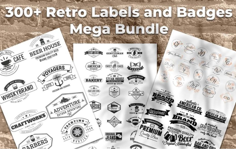300 Retro Logo Designs Bundle