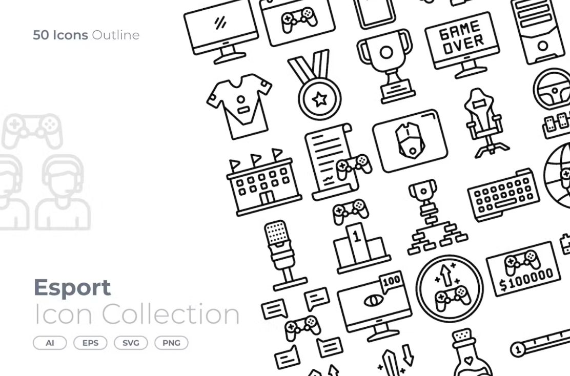 50 Outline Style Icons Set