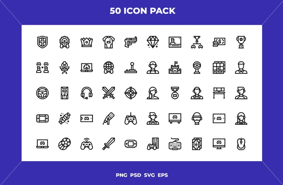 50 Unique Gaming Icons Set