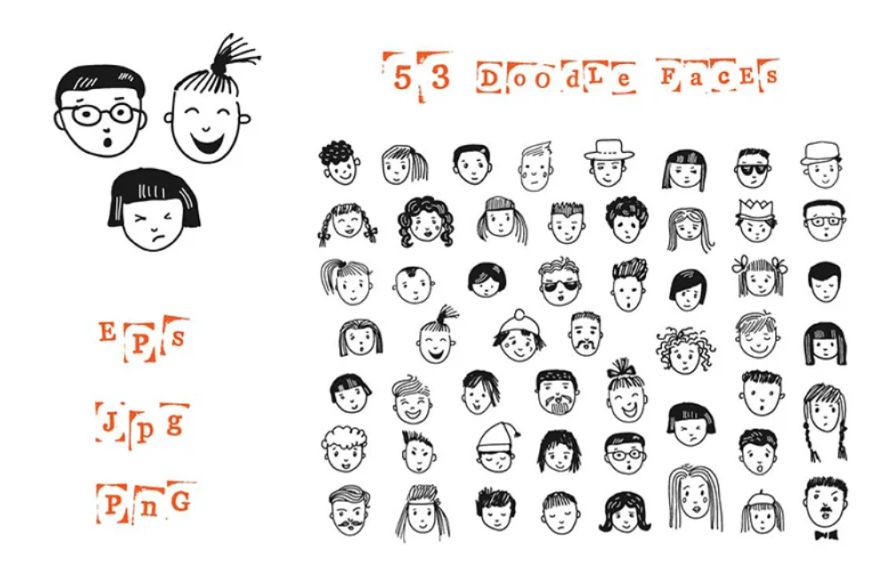 53 Doodle Face Smile Icons