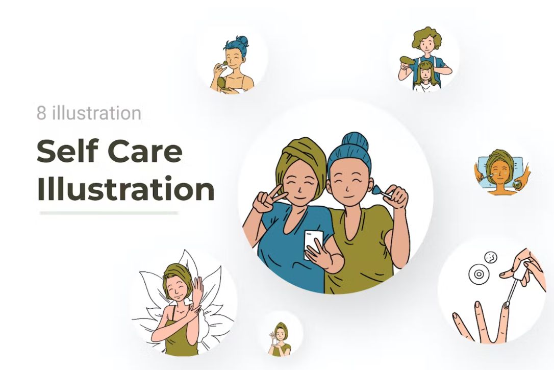 8 Unique Self Care Illustration Designs
