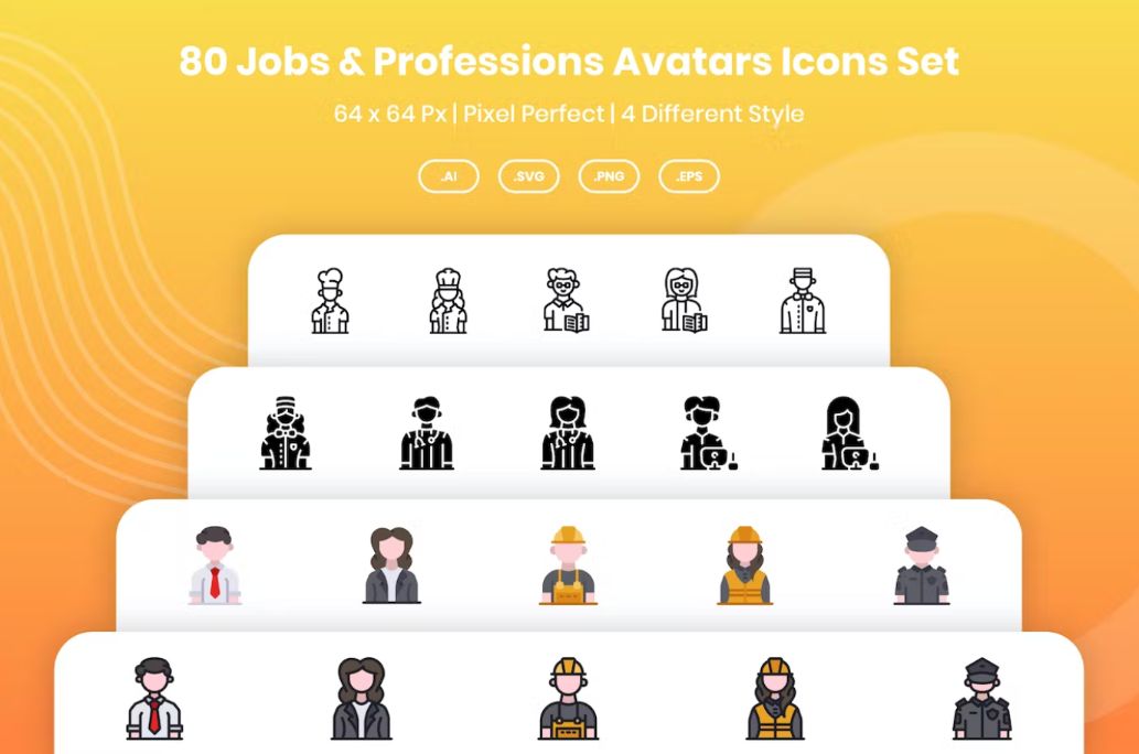 80 Unique Jobs Icons Set