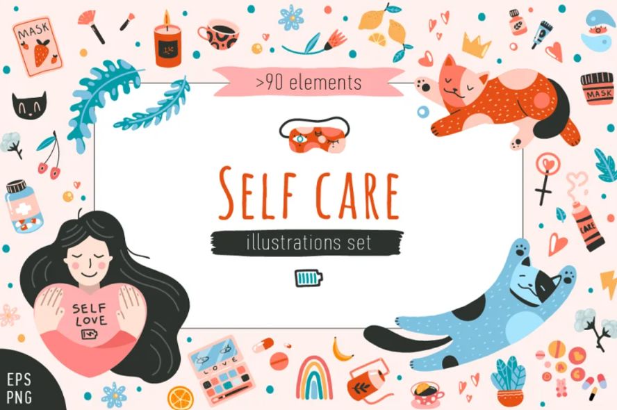 90 Wellness Illustrations Set