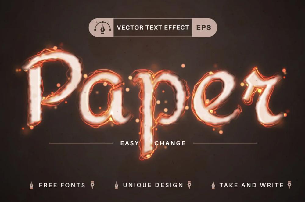 Buring Paper Text Effect