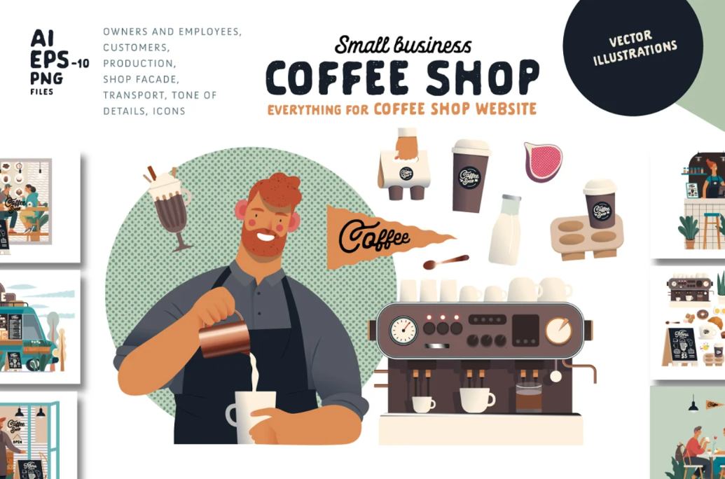 Coffee Business Vector Illustrations