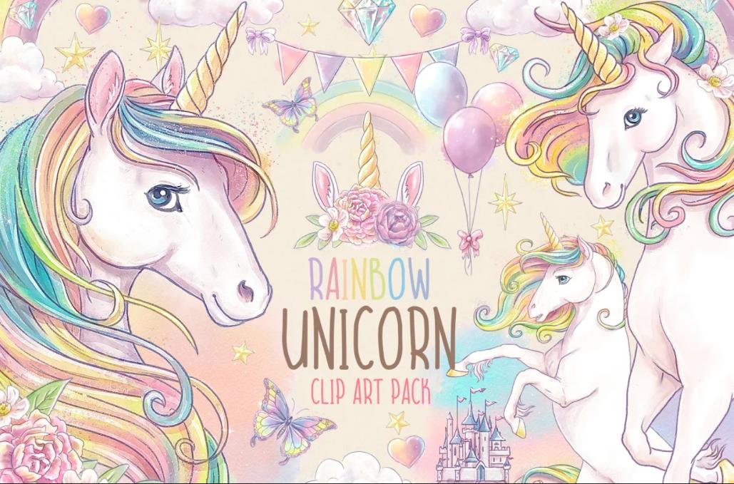 Creative Rainbow Unicorn Cliparts