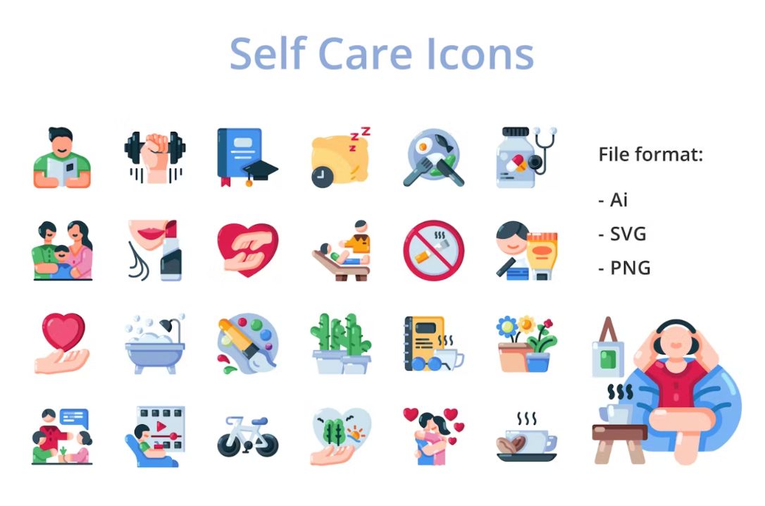 Creative Selfcare Icons Set