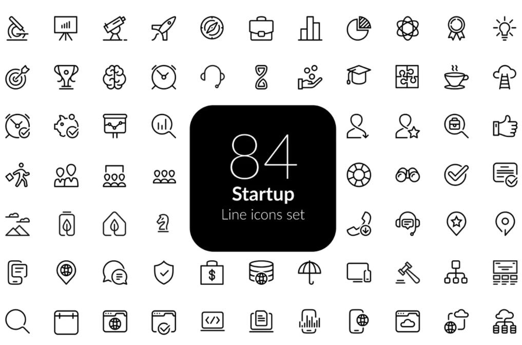 Creative Startup Line Icons Set