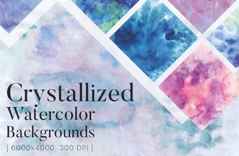 Crystallized Watercolor Backgrounds Set