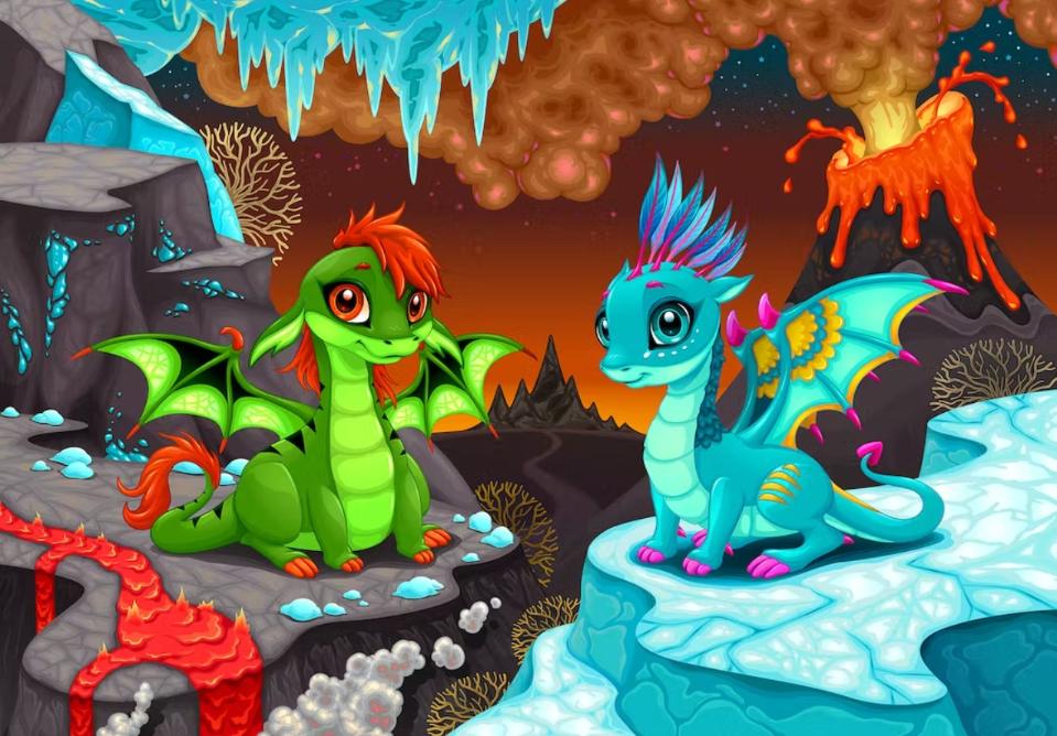 Cute Dragons Illustrations Set