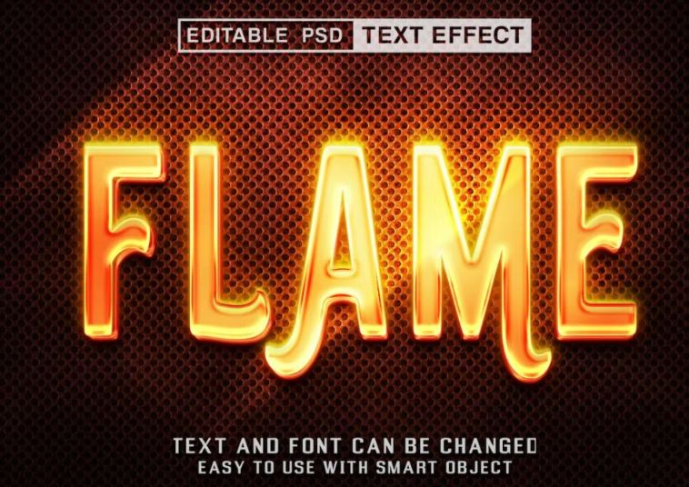 Editable Flame Text Effect PSD