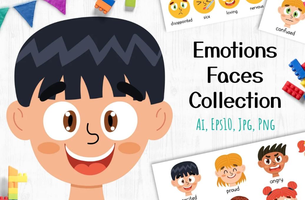 Emotional Faces Doodle Collection