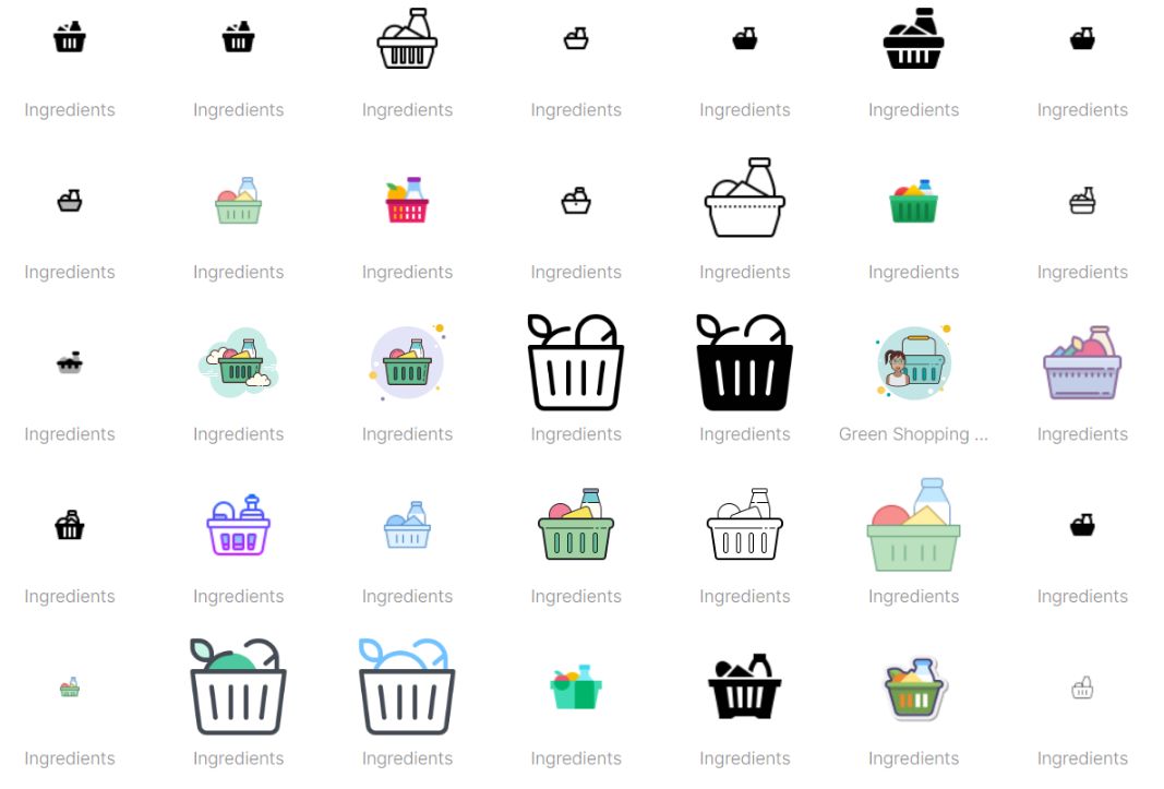 Free Basket Ingedients Icons Set