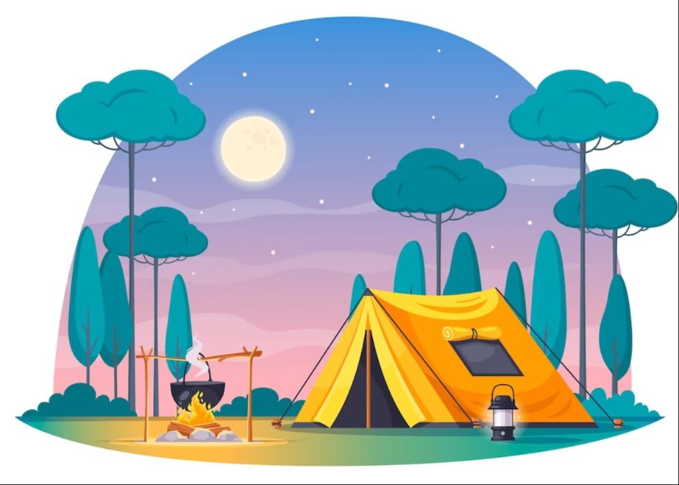 Free Camping Cartoon Illustration