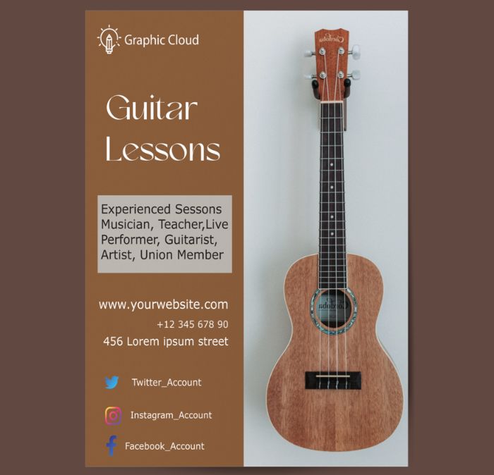 Free Guitar Lessons Flyer Template