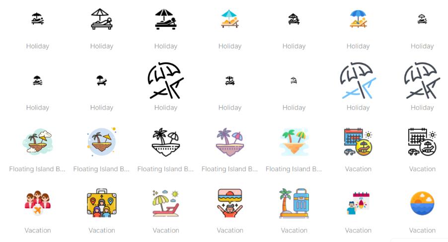 Free Vacation Icons Set