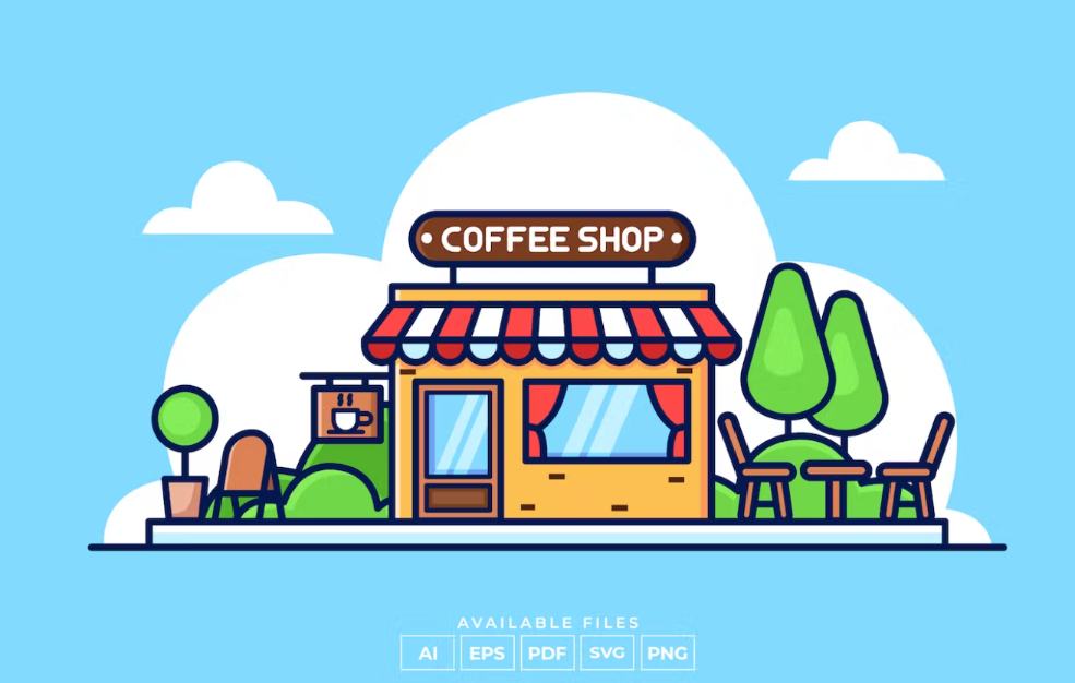 Fully Editable Cooffee Store Illustration