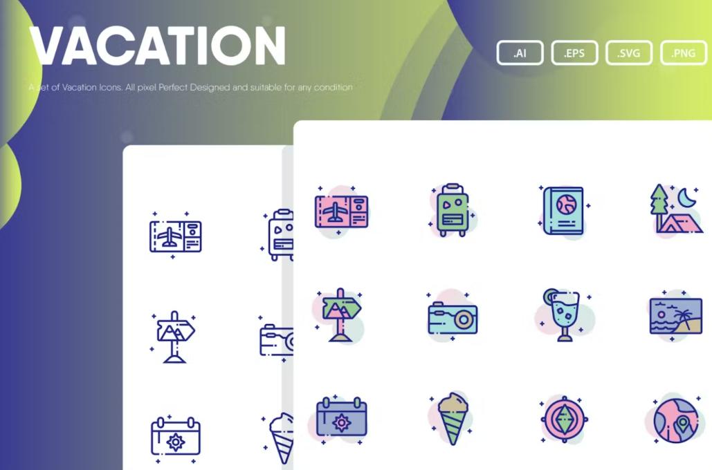 Gradient Style Vacation Icons 