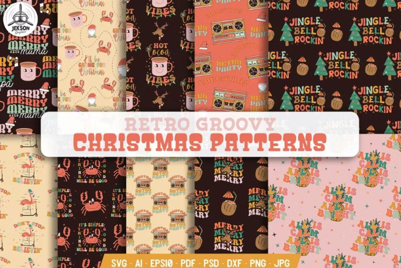 Groovy Christmas pattern Designs
