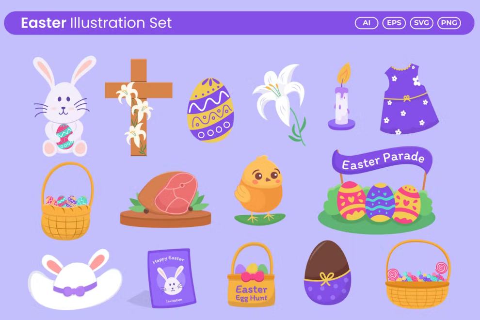 Hand Crafted Easter Vector Illustrations