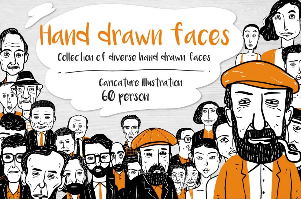 Hand Drawn Face Caricatures