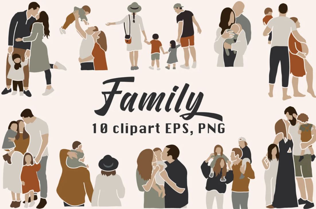 High Quality Family Cliparts Set