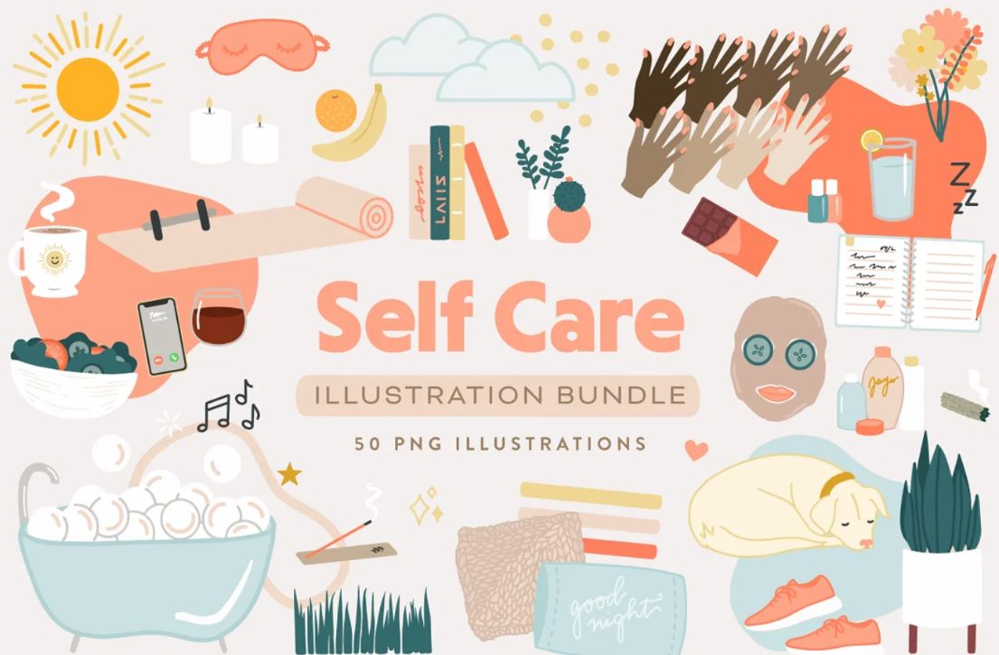 High Quality Self Care Illustrations Set