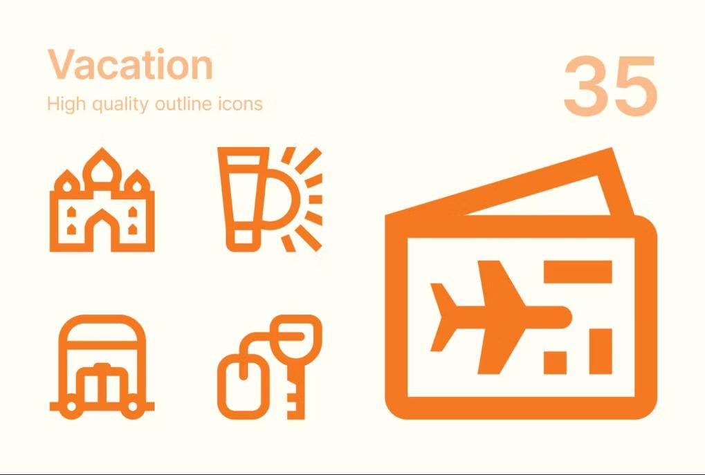 High Quality Vacation Outline Icons