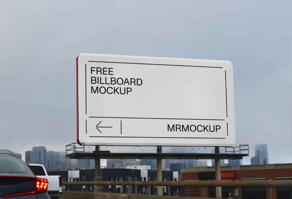 Large City Billboard Mockup PSD
