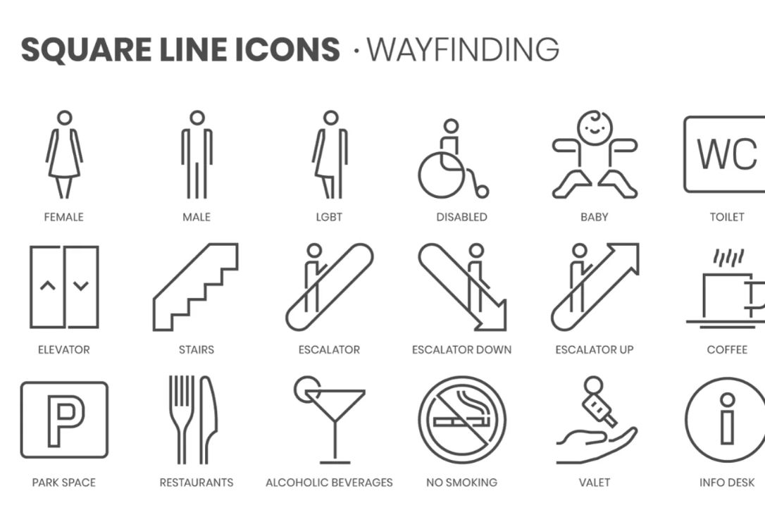 Line Style Way Finding Icons