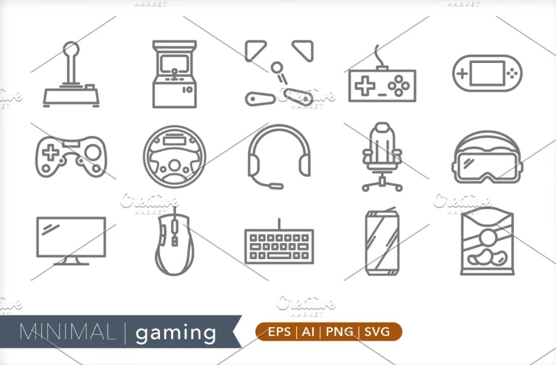 Minimal Virtual Gaming Icons Set