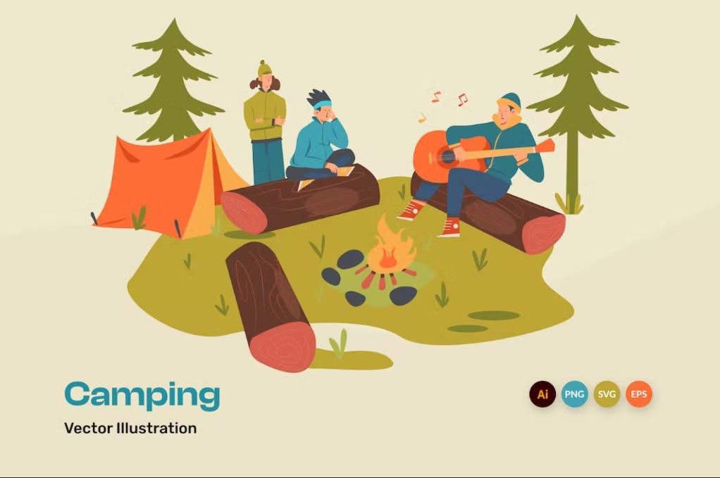 Professional Camping Illustration Design