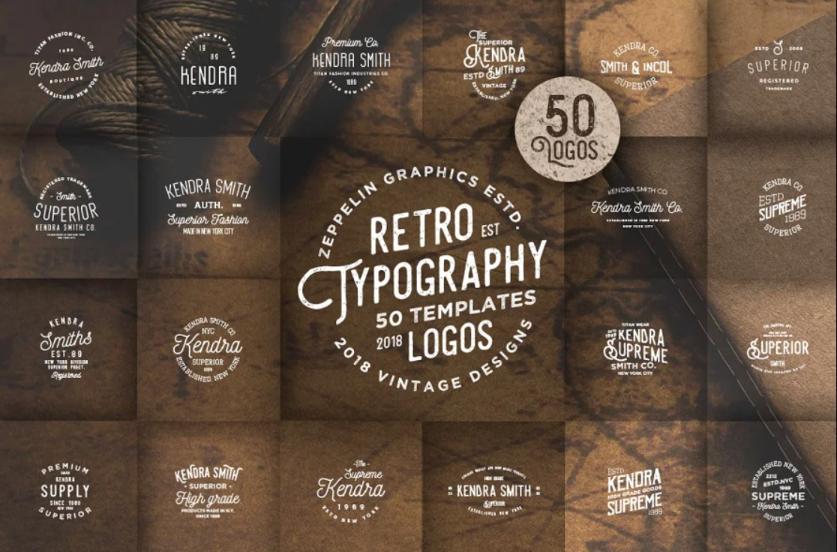 Retro Typography Logo Designs Set