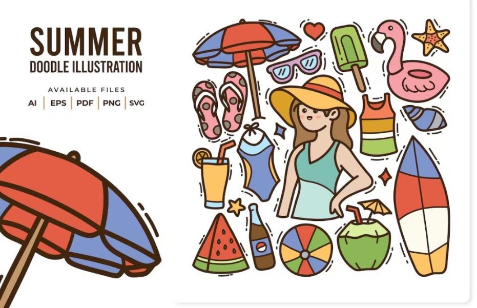 Summer Doodle Vector Illustrations