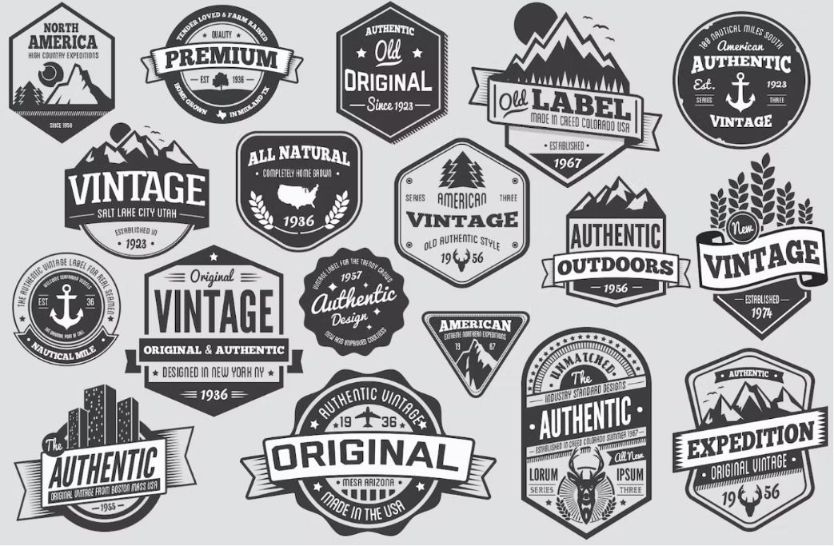 Vintage Adventure Badges Set