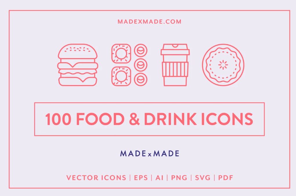 100 Food and Drinks Icon Set