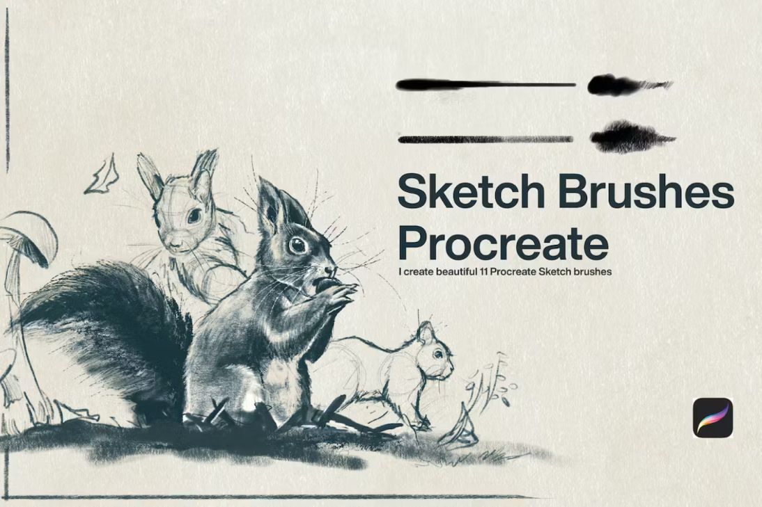 11 Procreate Sketch Brushes Set